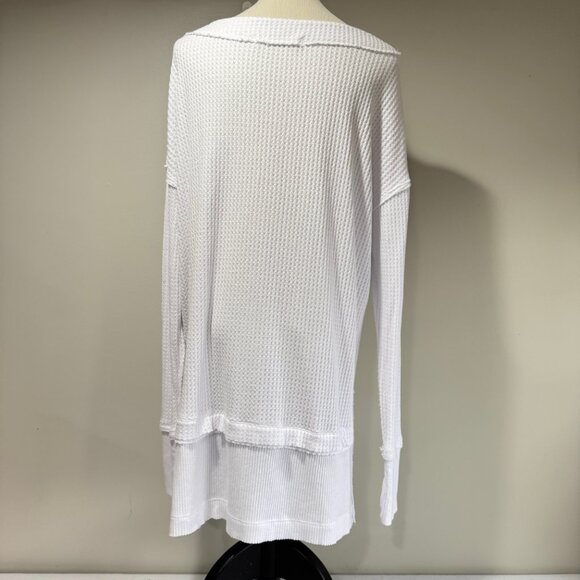 FREE PEOPLE We The Free North Shore Thermal Knit Thumb Hole Top in White - Picture 6 of 9